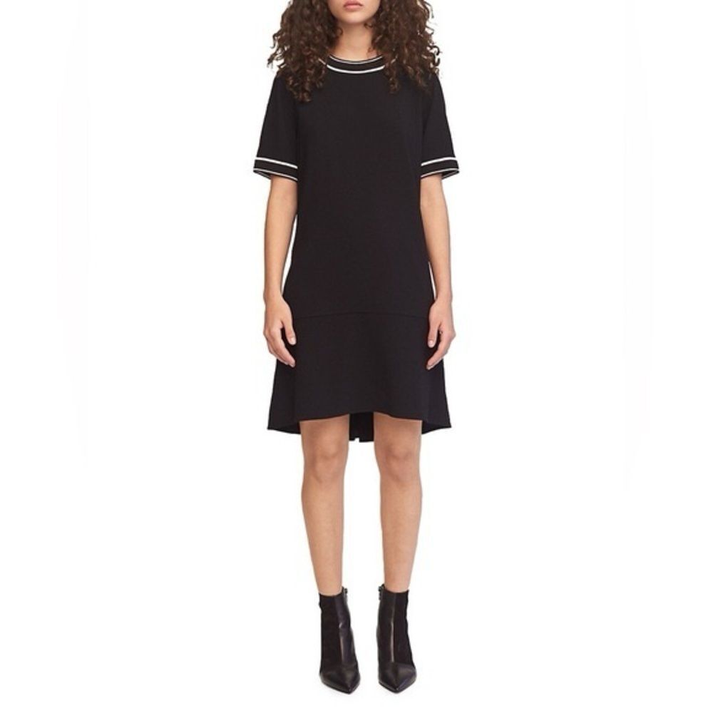 NEW Rag & bone Thatch Dress Size XS Short Sleeves Black White Edges High Low